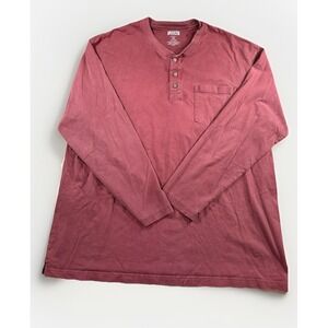 Duluth Trading Co Long Sleeve Longtail T Henley Shirt Maroon Men's 2XL